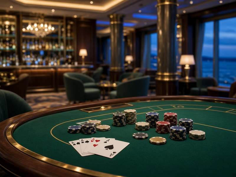 Table de jeu élégante du casino de croisière